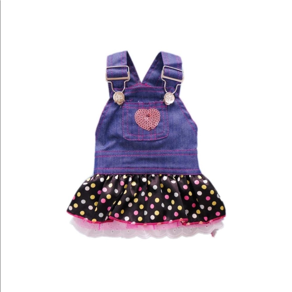 Sweet Heart Sequins Denim Dog Dress